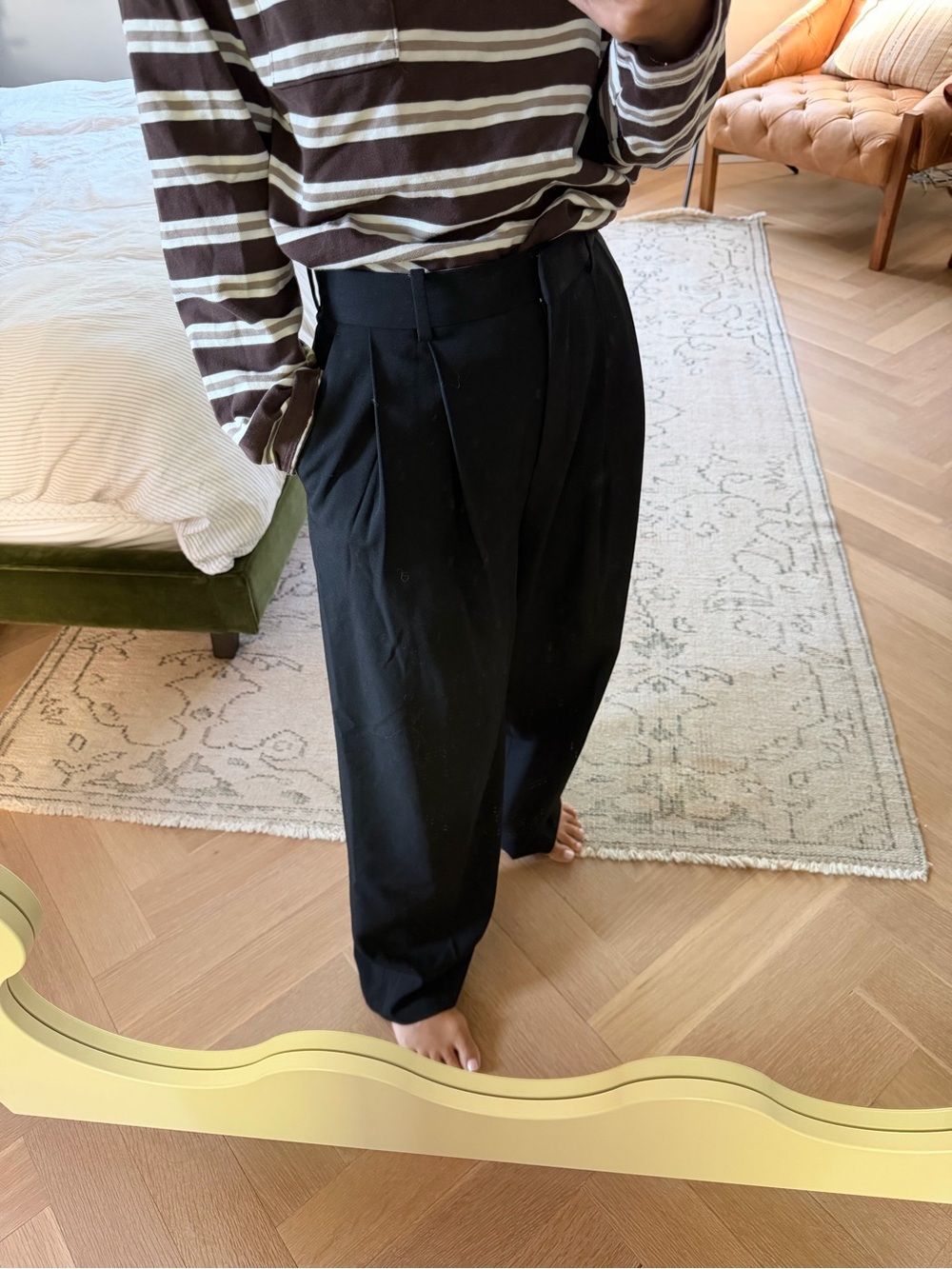 COS High-Waist Black Pleated Trousers